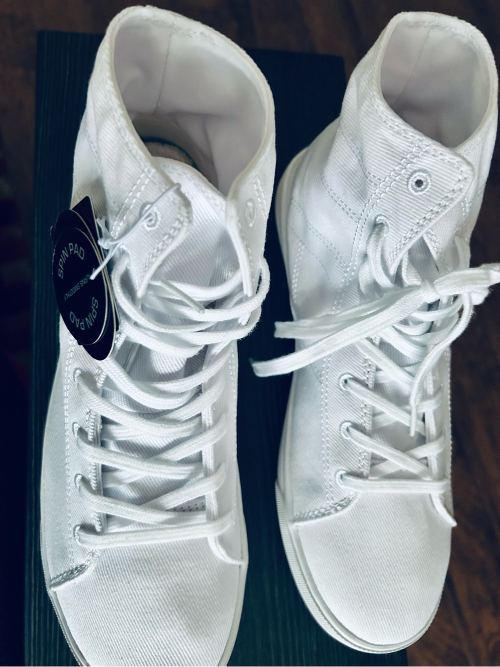 Pastry White Canvas Lace-Up High-Top Boots
